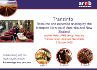 Tranzinfo Resource and Expertise Sharing by the Transport Libraries of Australia and New Zealand