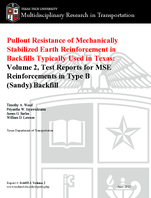 Pullout Resistance of Mechanically Stabilized Earth Reinforcement in Backfills Typically Used in Texas Volume 2 Test Reports for MSE Reinforcements in Type B Sandy Backfill