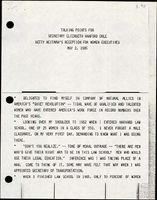 Talking Points for Secretary Elizabeth Hanford Dole Betty Heitmans Reception for Women Executives