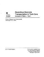 Hazardous Materials Transportation in Tank Cars Analysis of Risks Part I