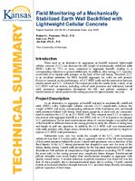 Field Monitoring of a Mechanically Stabilized Earth Wall Backfilled with Lightweight Cellular Concrete Technical Summary