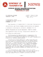 Department of Transportation News Urban Mass Transportation Administration UMTA 76118 Transportation System Management Conference Set for November 710 1976