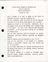 Talking Points Prepared for Secretary Dole Clark Abt Reception