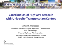 Coordination of Highway Research with University Transportation Centers Economic Competitiveness