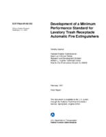 Development of a Minimum Performance Standard for Lavatory Trash Receptacle Automatic Fire Extinguishers