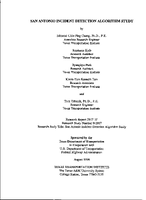 San Antonio Incident Detection Algorithm Study