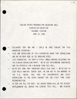 Talking Points Prepared for Secretary of Transportation Elizabeth Dole at the Florida GOP Reception