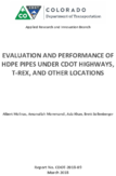 Evaluation and Performance of HDPE Pipes Under CDOT Highways TRex and Other Locations