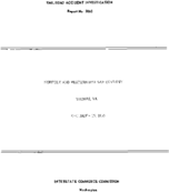 Interstate Commerce Commision Report of the Accident  Investigation Occuring on the NORFOLK AND WESTERN RAILWAY THOMAS VA
