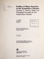 Profiles of Major Suppliers to the Automotive Industry Vol 3 Plastics Glass and Fiberglass Suppliers to the Automotive Industry