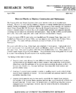 Research notes  recycled plastics in highway construction and maintenance