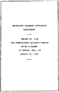 Interstate Commerce Commision Report of the Accident  Investigation Occuring on the PENNSYLVANIA WARSAW IN
