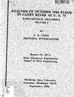 Analysis of October 1986 Flood in Caney River at US 75 Bartlesville Oklahoma Vol 1