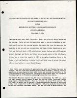 Remarks Prepared for Delivery by Secretary of Transportation Elizabeth Hanford Dole to the Republican Southern Leadership Conference
