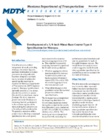 Development of a 34Inch Minus Base Course Type a Specification for Montana Project Summary Report