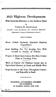 1925 Highway Developments with Particular Reference to the Southern States