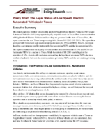 The Legal Status of Low Speed Electric Automated Vehicles in Texas  Policy Brief