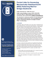 Pocket Lidar for Assessing Mechanically Stabilized Earth MSE Retaining Wall for Bridge Abutments TechNote