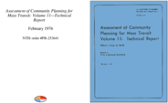 Assessment of Community Planning for Mass Transit Volume 11 Technical Report