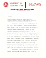 Speeches by Under Secretary of Transportation John W Barnum JuneOctober 1974