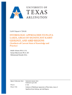 Hydrologic Approaches to Playa Lakes Areas of Significant Karst Geology and Arid Regions Synthesis of Current State of Knowledge and Practice