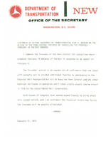 Speeches by Deputy Secretary of Transportation John W Barnum 1975