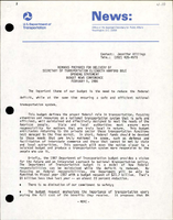 Remarks Prepared for Delivery by Secretary of Transportation Elizabeth Hanford Dole Opening Statement Budget News Conference