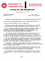 Department of Transportation News Releases for October 1970