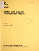Golden Gate Vanpool Transportation Project Final Report