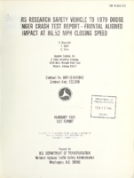 Minicars research safety vehicle to 1979 Dodge Challenger crash test report  front aligned impact at 8652 mph closing speed  test report