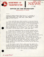 Excerpts of Remarks Prepared for Delivery by US Secretary of Transportation John A Volpe before the United Transportation Union