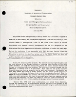 Statement of Secretary of Transportation Elizabeth Hanford Dole Before the Coast Guard Navigation Subcommittee on Oil Spill Liability and Compensation House of Representatives