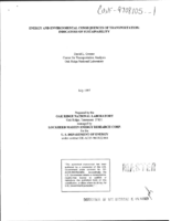 Energy and Environmental Consequences of Transportation Indicators of Sustainability