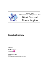 State of Texas ITS Architectures and Deployment Plans West Central Texas Region Executive Summary