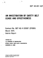 An Investigation of Safety Belt Usage and Effectiveness