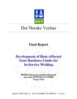 Development of HeatAffected Zone Hardness Limits for InService Welding