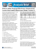 FMCSA Safety Program Effectiveness Measurement Carrier Intervention Effectiveness Model Version 11 Analysis Brief