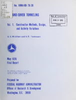 CutandCover Tunneling Final Report Volume 1