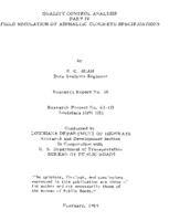 Quality control analysis  part IV  field simulation of asphaltic concrete specifications