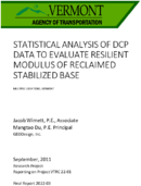 Statistical analysis of DCP data to evaluate resilient modulus of reclaimed stabilized base Multiple locations Vermont