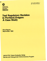 Taxi Regulatory Revision in Portland Oregon A Case Study