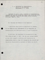 Testimony by Alan S Boyd Secretary of Transportation Prepared for Delivery Before the Senate Post Office and Civil Service Committee Washington DC