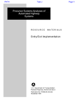 Precursor Systems Analyses of Automated Highway Systems Resource Materials EntryExit Implementation