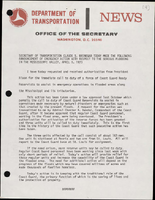 Secretary of Transportation Claude S Brinegar Today Made the Following Announcement of Emergency Action with Respect to the Serious Flooding in the Mississippi Valley