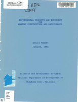 Experimental Products and Equipment for Highway Construction and Maintenance 1986