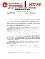 Department of Transportation News Urban Mass Transportation Administration UMTA 7398