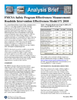 FMCSA Safety Program Effectiveness Measurement Roadside Intervention Effectiveness Model Fiscal Year 2010 Analysis Brief