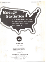 Energy Statistics A Supplement to the Summary of National Transportation Statistics 1973