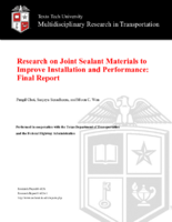 Research on Joint Sealant Materials to Improve Installation and Performance  Final Report