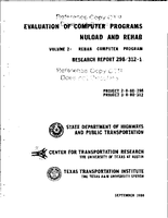 Evaluation of Computer Programs NULOAD and REHAB REHAB Computer Program Volume 2